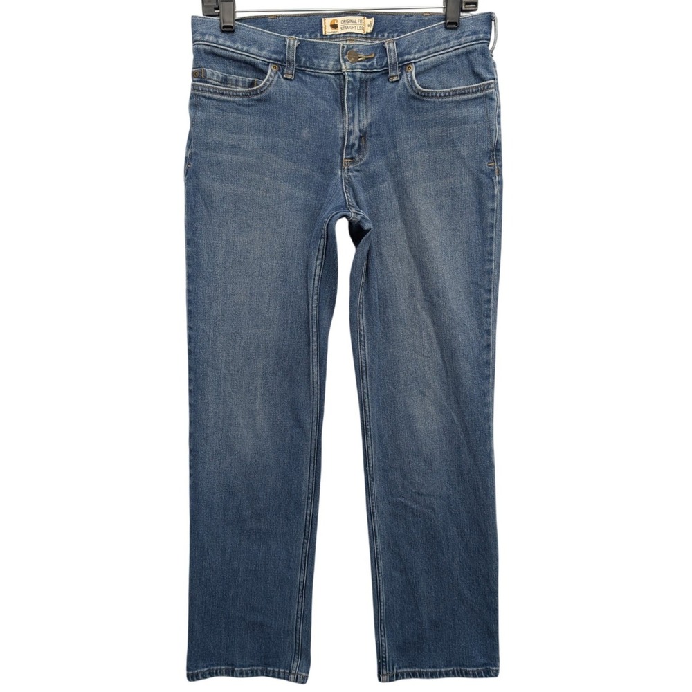 Carhartt Straight Leg Jeans Womens 6 Short Blue Original Fit Stretch